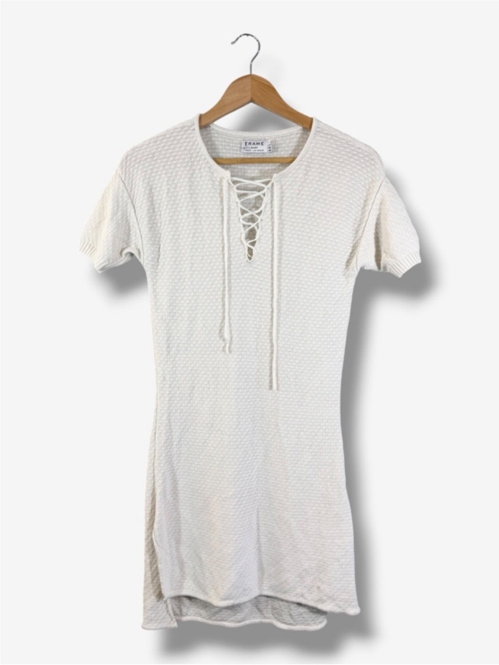 Frame Lace Up Shirt Dress Size SIvory Short Sleeve Knit Beachy Coastal Coverup
